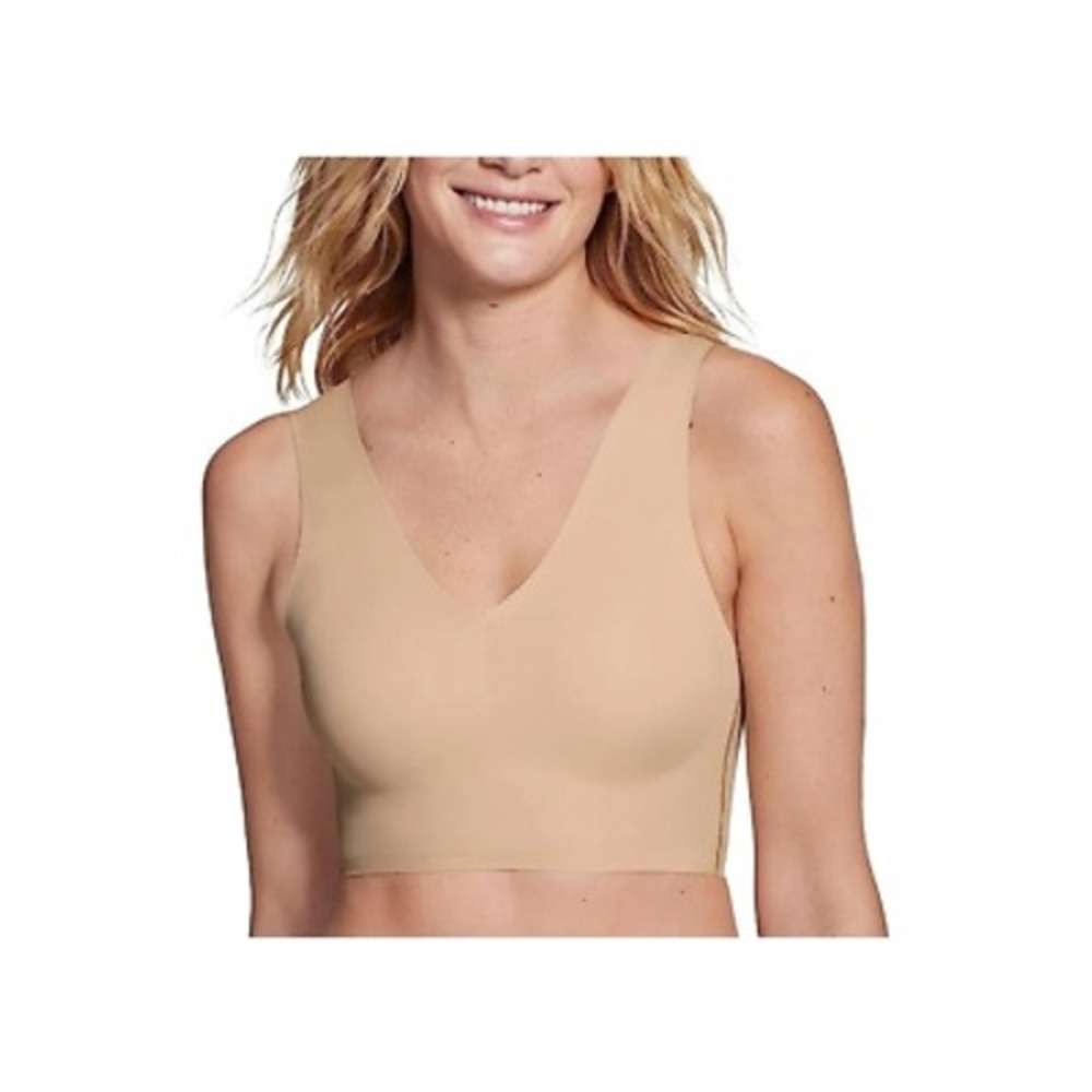 True & Co Bra Womens Large True Everybody V Neck Bralette Beige Nude Wirefree